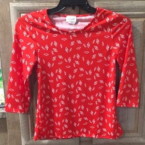 New Red & White Color Blouse (Women’s Size Small)